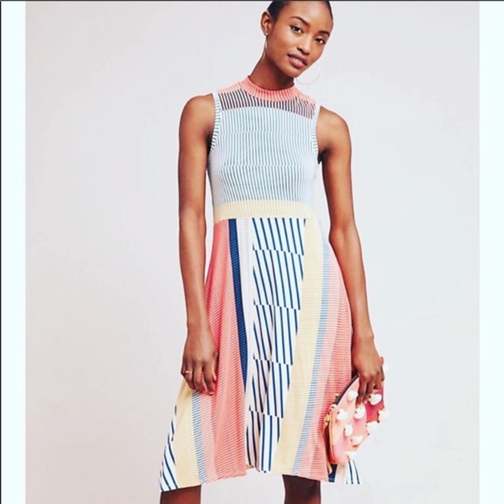 Maeve multi-colored mock neck dress